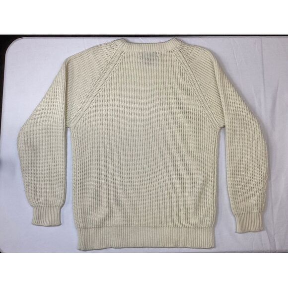Clubfellow Cream Chunky Knit Grandpa Sweater Classic Vintage/ Y2K Crewneck M - Picture 1 of 3